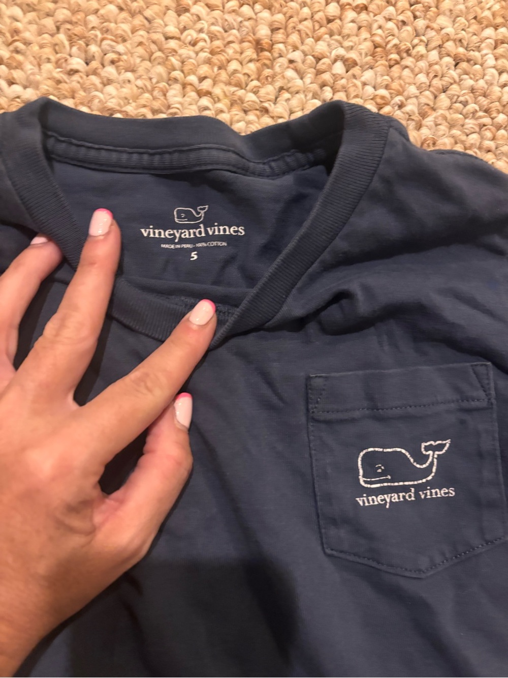 Vineyard Vines Little Boys Navy Whale Pocket Tee